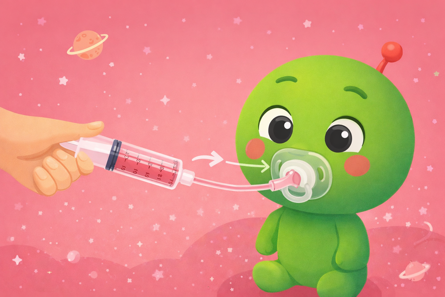 Dosificador de medicamentos para bebés Bubuloon con jeringa, chupete y estuche