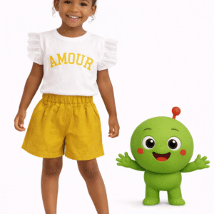 CONJUNTO INFANTIL NIÑA “AMOUR” POLERA+ SHORT